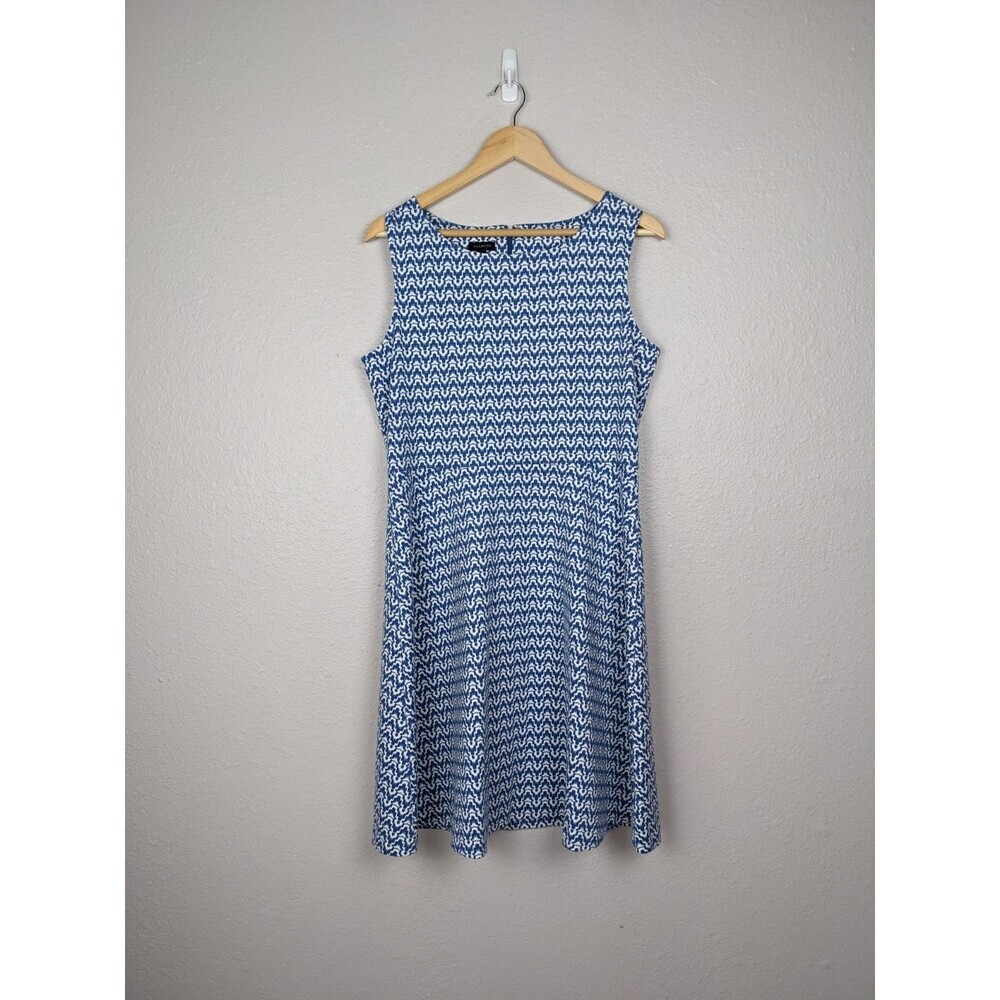 Talbots Women's A Line Dress Blue White‎ Geometric Sleeveless Large